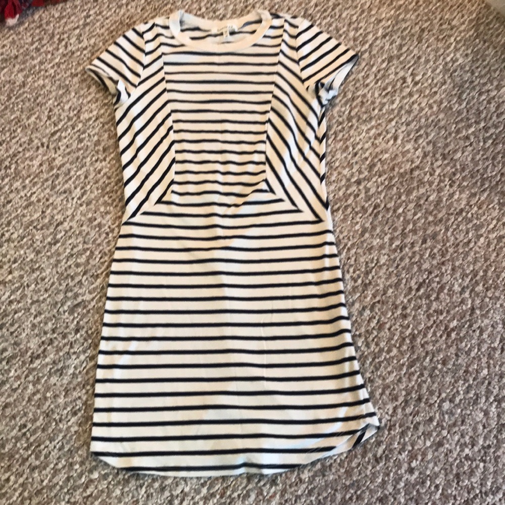 Navy & cream striped dress
